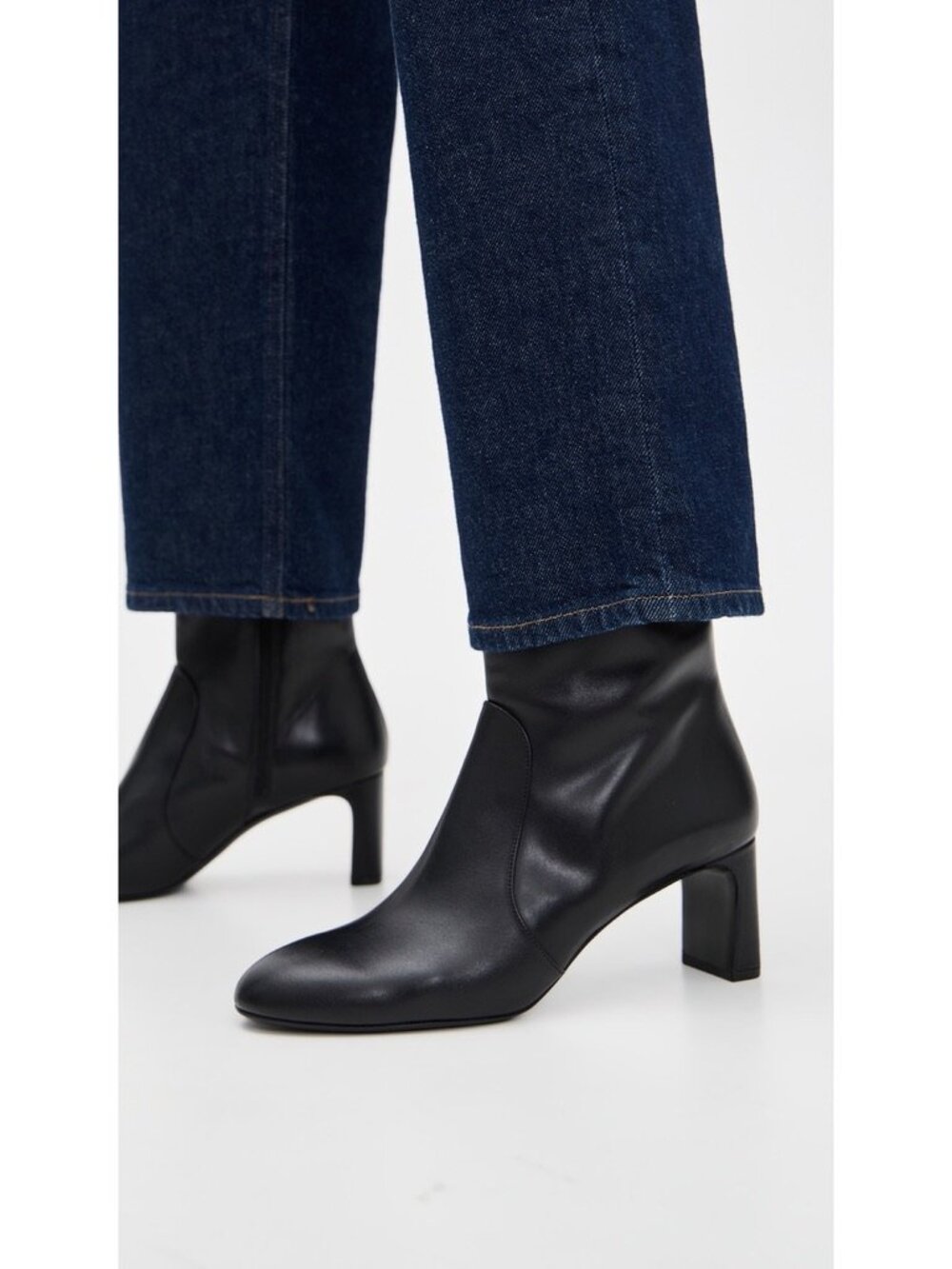 New Stuart Weitzman Babette Zip Bootie 60MM Black Leather Sz 8